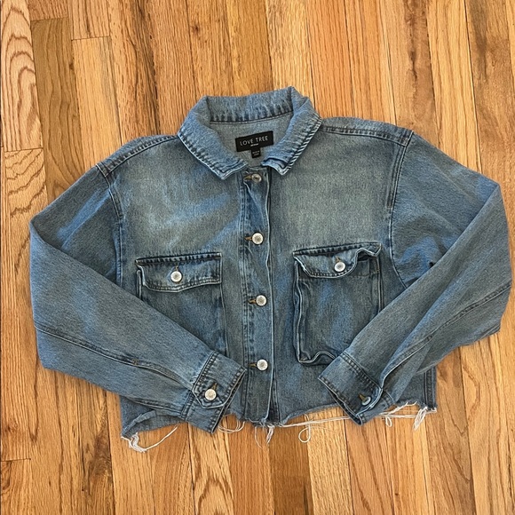 Love Tree Blue Cropped Jacket - Picture 1 of 1